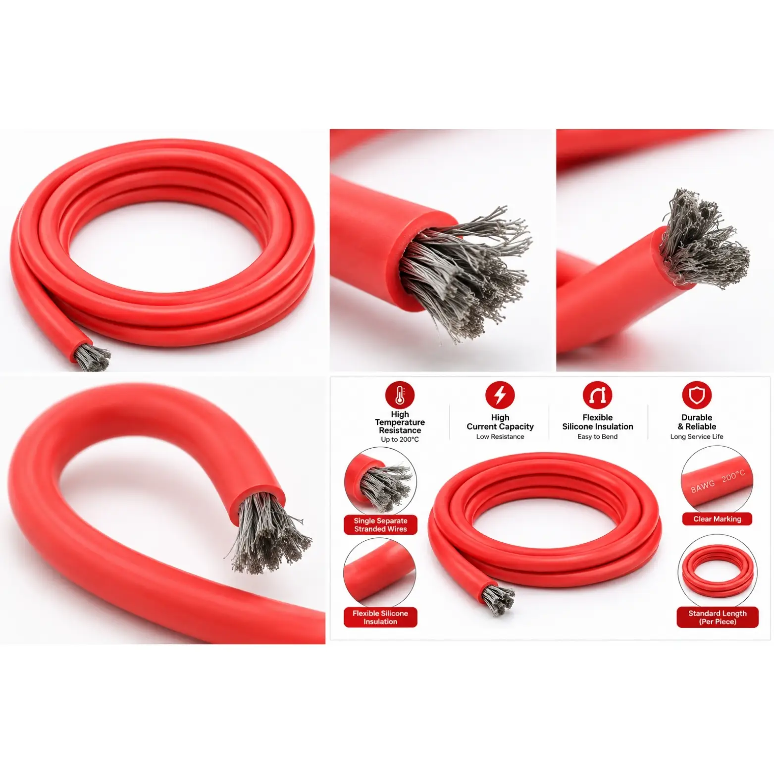 SILICONE WIRE 8AWG RED - Image 3